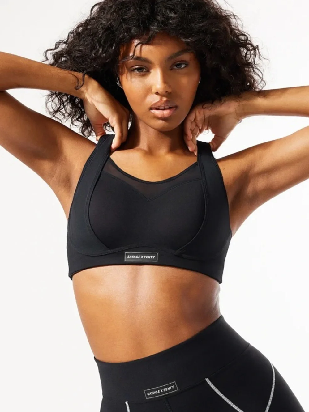 NWT Savage X Fenty Breakthru High-Impact Sports Bra Caviar Black women's 36D